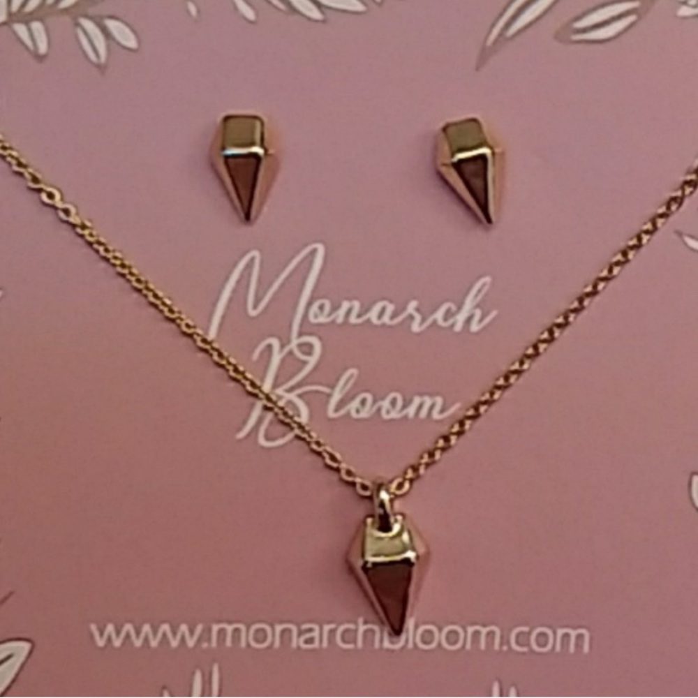 Gold Plated Geometric Necklace Minimalist Jewelry by Monarch Bloom